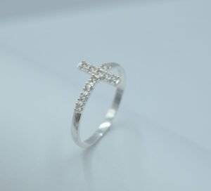 Anillos anillo cruz con circonia