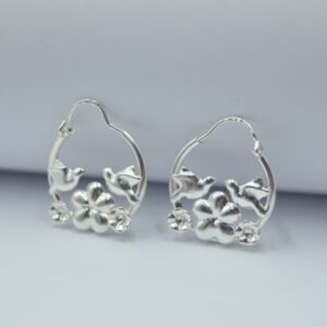 arracada tubular flor y pájaros 2.0cm