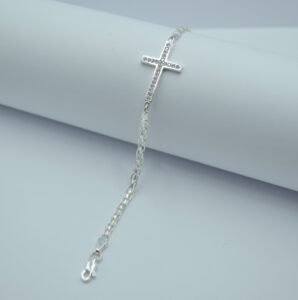 Pulseras pulso bismarck con cruz de circonias biseladas