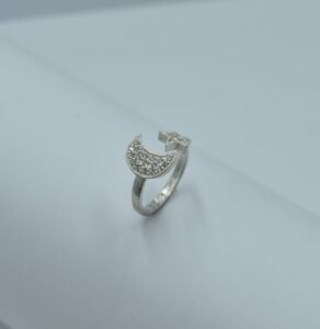 Anillos anillo ajustable luna y estrella con circonia