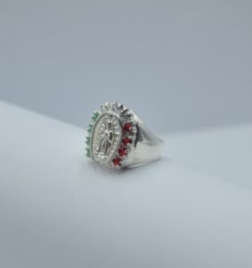 Anillos anillo herradura de circonias con virgen de guadalupe