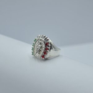 anillo herradura de circonias con virgen de guadalupe