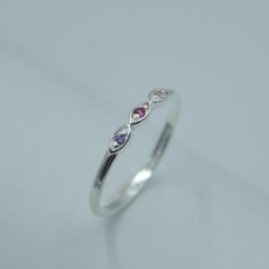 anillo tres óvalos con circonia