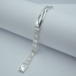 Pulseras esclava tejido chino con corazones placa lisa 18cm