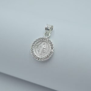 medalla san benito redonda bisel de circonias 2.0cm