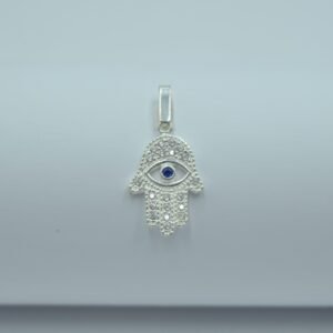 dije mano de fátima con ojo turco 2cm