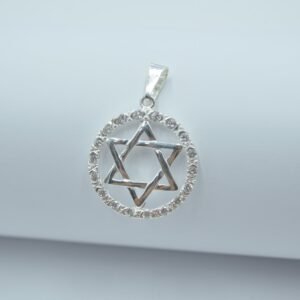 dije estrella de davis lisa en bisel de circonias