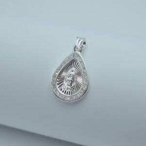 medalla virgen de guadalupe gota con bisel de circonias 2.3cm