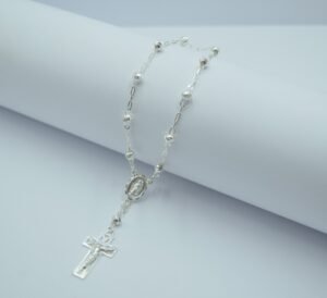 Pulseras misterio san benito, cruz calada con cristo bola facetada 3.5mm